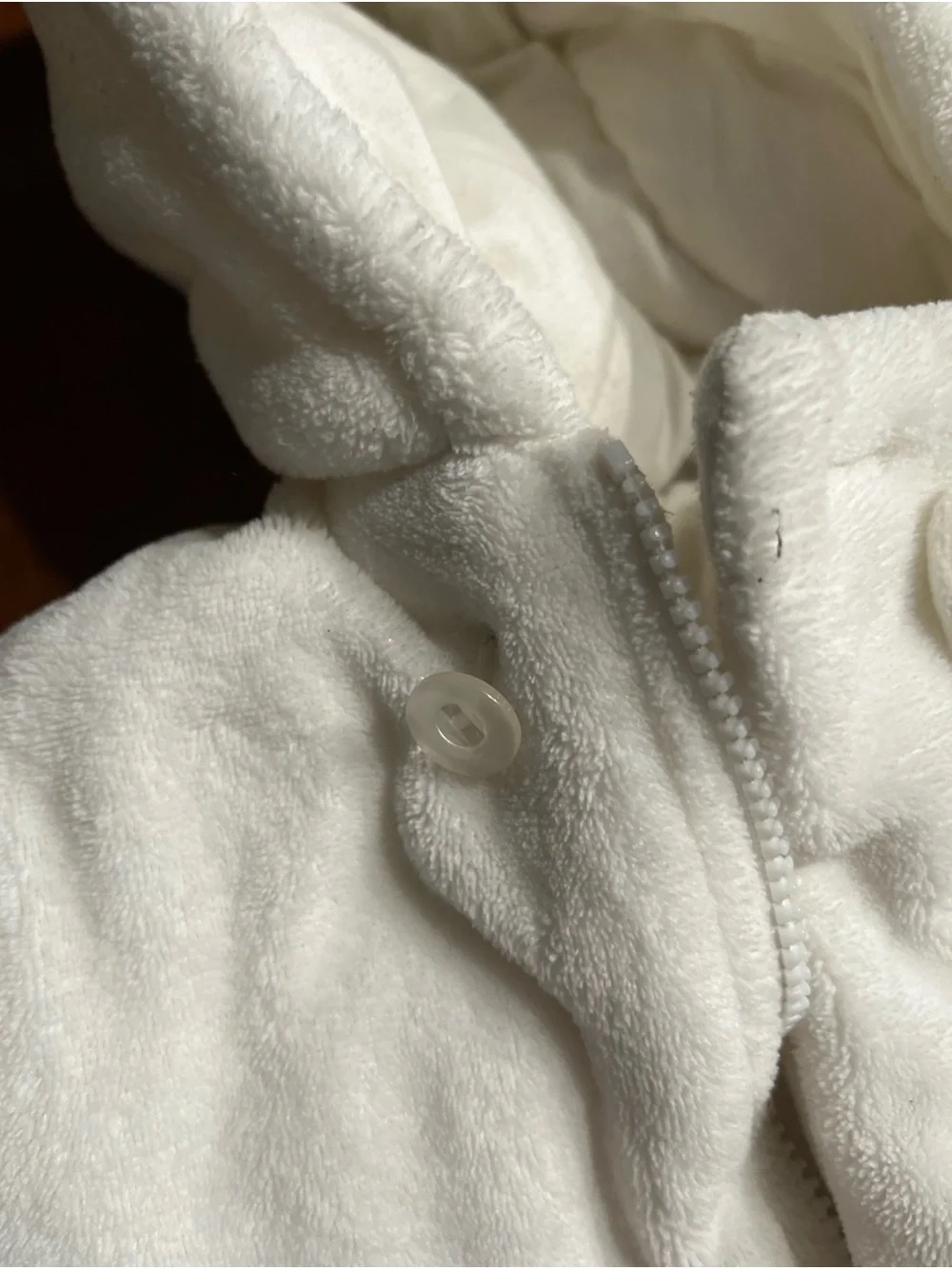 Cozy White Baby One-Piece Hooded Snowsuit